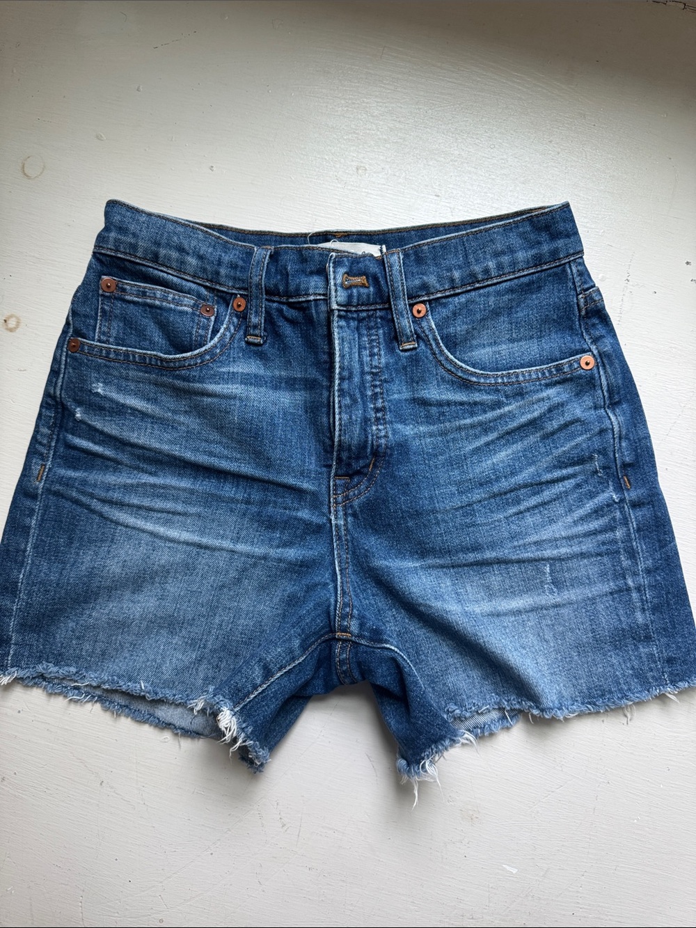 Madewell Distressed Mid-Blue Denim Cutoff Shorts